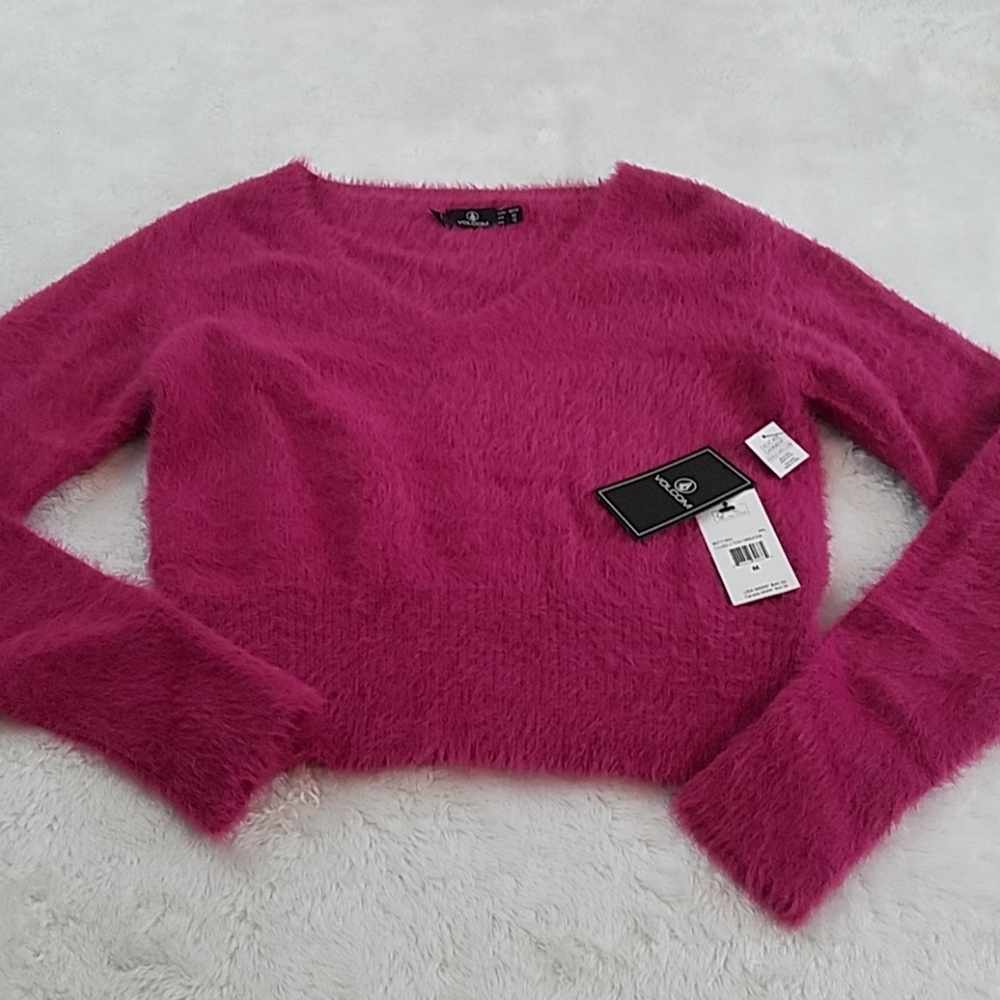 *NWT Volcom Fuchsia Long Sleeve Ultra Soft Sweater - Picture 3 of 8